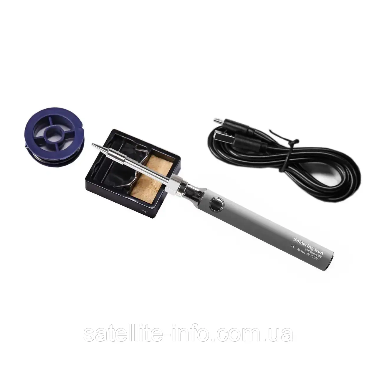 Портативний паяльник з акумулятором та регулюванням температури 8W Type C Grey, фото 1