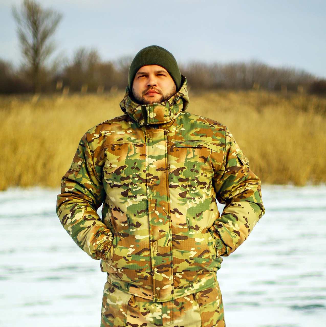 Зимняя мужская куртка для охоты и рыбалки "Мистраль" камуфляж мультикам ...