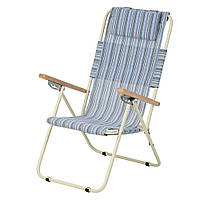 Шезлонг-кресло Ясень Ø20 мм Текстилен Голубая полоса (Vitan TM)