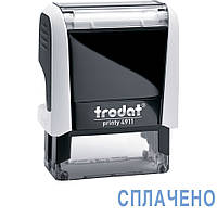 Стандартний штамп з оснасткою "СПЛАЧЕНО" (кліше 38х14мм, синя фарба) Trodat Printy 4911