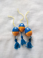 Писанки желто-голубые деревянные. Набор 3 шт.