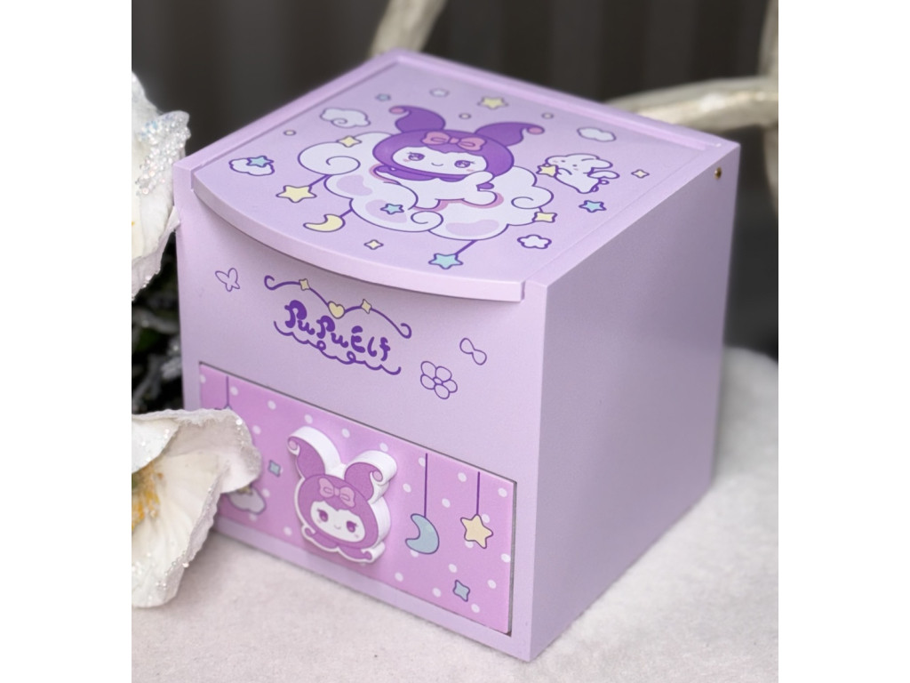💜Маленька дитяча скринька PuPuElf дерев'яна з шухлядкою Бузкова, фото 1