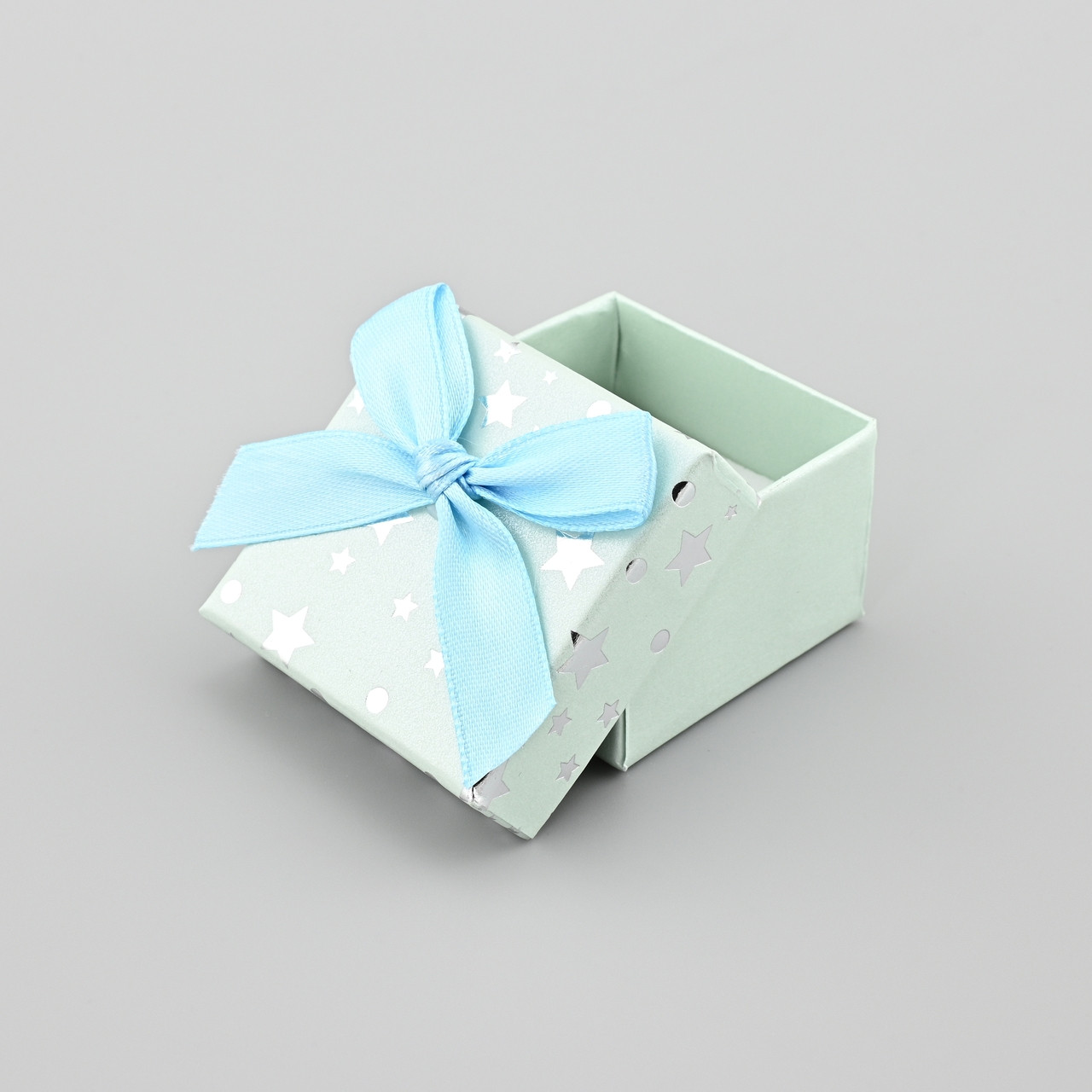 Коробочка 43009 блакитна для каблучки сережок розмір 5х5 см, фото 1