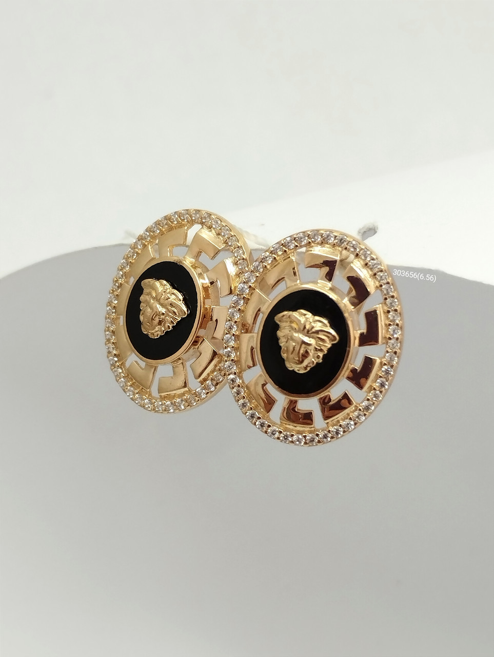 Золоті сережки з цирконієм та емаллю Ukr-gold