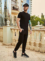 Стильные мужские спортивные штаны черные на манжете на резинке, модные спортивные штаны турецкая двунитка