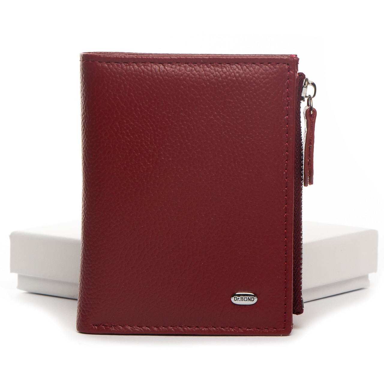 Кошелек женский бордовый на кнопке маленький кожаный монетница снаружи 4 кармана для карт Dr. Bond WN-23-10