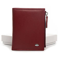 Кошелек женский бордовый на кнопке маленький кожаный монетница снаружи 4 кармана для карт Dr. Bond WN-23-10