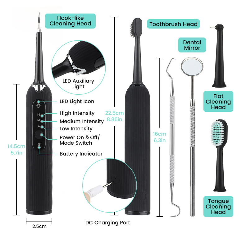 Набір для вибілювання зубів. Електрична зубна щітка для видалення каменів Скалер для видалення зубного нальоту