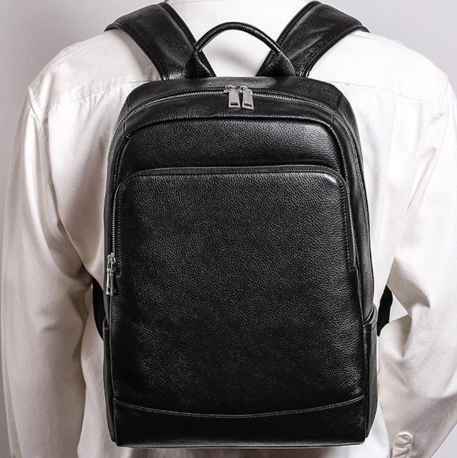 Чоловічий рюкзак з натуральної шкіри Tiding Bag B2-884371A чорний