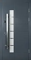 Входная дверь Abwehr 492 Liberty Megapolis стеклопакет цвет серый Ral7016/Vinorit белый уличная