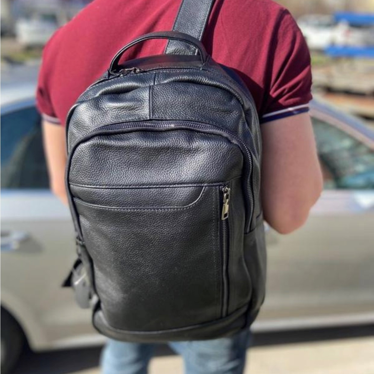 Чоловічий шкіряний рюкзак міського типу Tiding Bag B3-10354A чорний