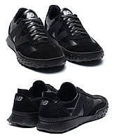 Мужские кожаные / замш кроссовки NB, мужские повседневные кожаные кеды нью беланс черные. Мужская обувь