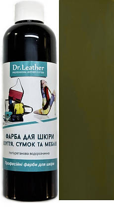Фарба поліуретанова (водна) для шкіряних виробів 250 мл. Dr.Leather Світлий хакі, фото 1