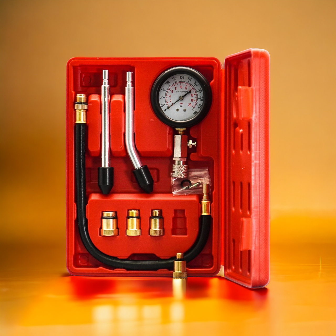 Компресометр, інструмент для вимірювання компресії бензинових двигунів із перехідниками