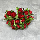 Букет пролісків (на ніжці), колір-червоний, довжина 7-8 см, 1 букет/10 шт., Червоний, фото 3