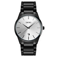 Классические мужские кварцевые наручные часы на металлическом браслете Skmei 9140 BKSI Оригинал