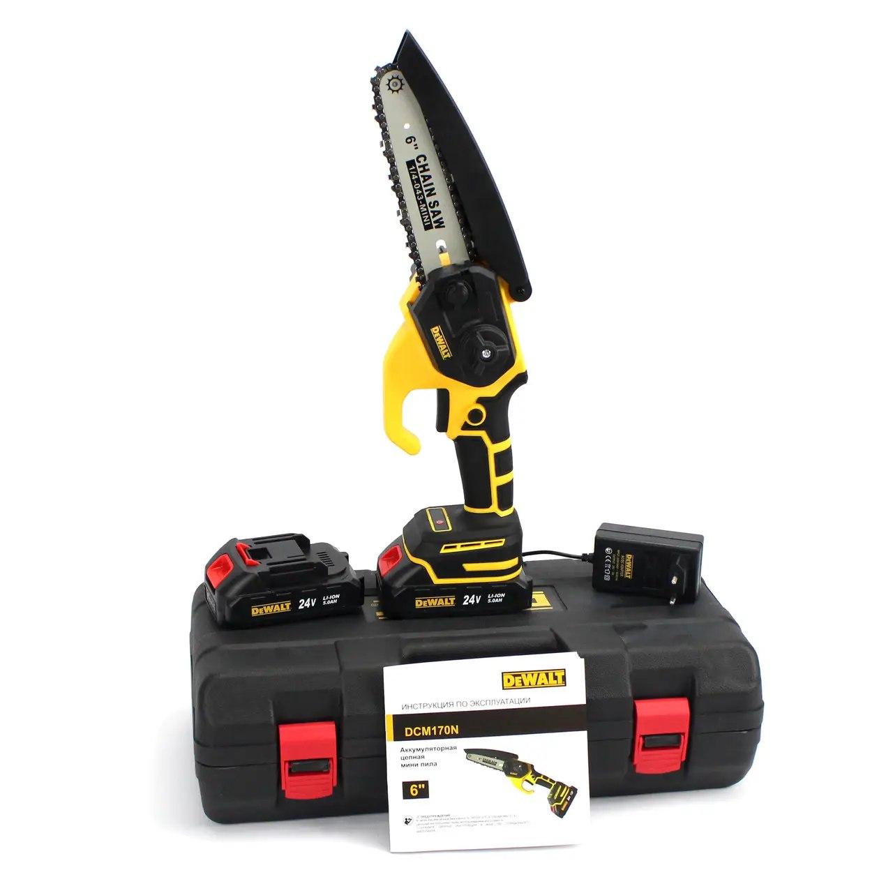 Ланцюгова мініпила DeWalt DCM170N 24 V, 5 Ah, для обрізання дерев, для дачі та саду