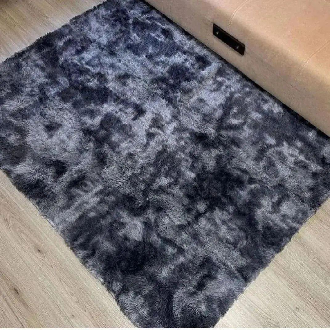 Меховый ворсистый прикроватный коврик травка прорезиненный Прикроватные коврики из искусственного меха Графит - фото 5 - id-p2132272389