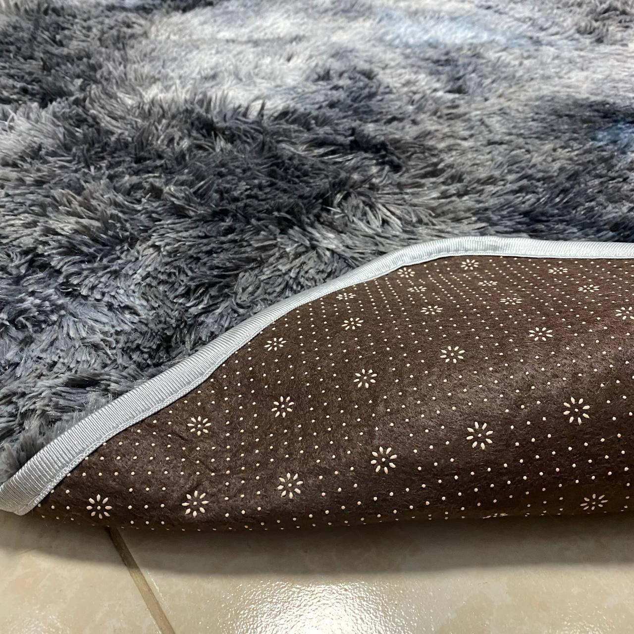 Меховый ворсистый прикроватный коврик травка прорезиненный Прикроватные коврики из искусственного меха Графит - фото 7 - id-p2132272389