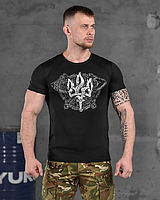 Тактическая футболка черная на лето для мужчин потоотводящая coolmax короткий рукав, Футболка милитари с принт