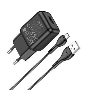 Адаптер мережевий Hoco Micro USB cable single port charger set C96A |1USB, 2.1A| чорний