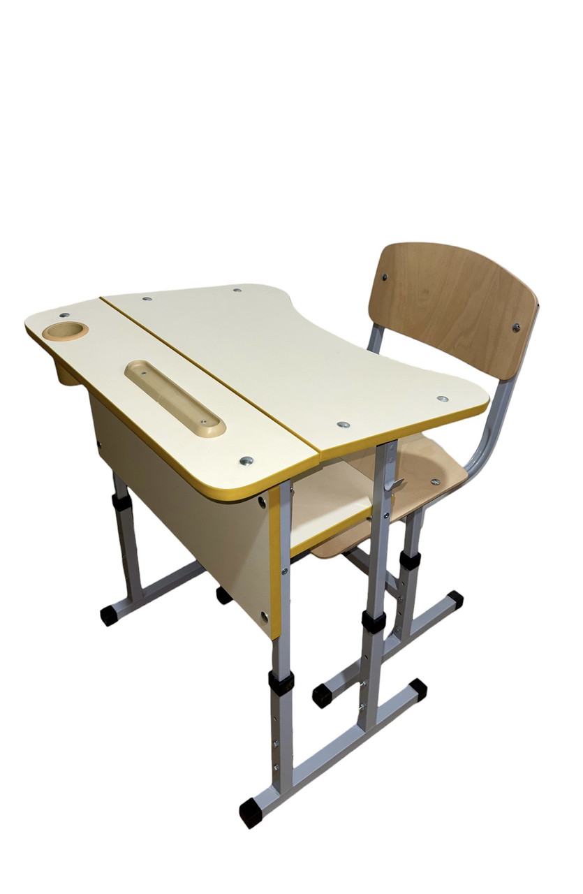 Комплект для начальной школы НУШ. Школьная парта одноместная регулируемая с полкой и наклоном,стул трансформер - фото 2 - id-p949075175