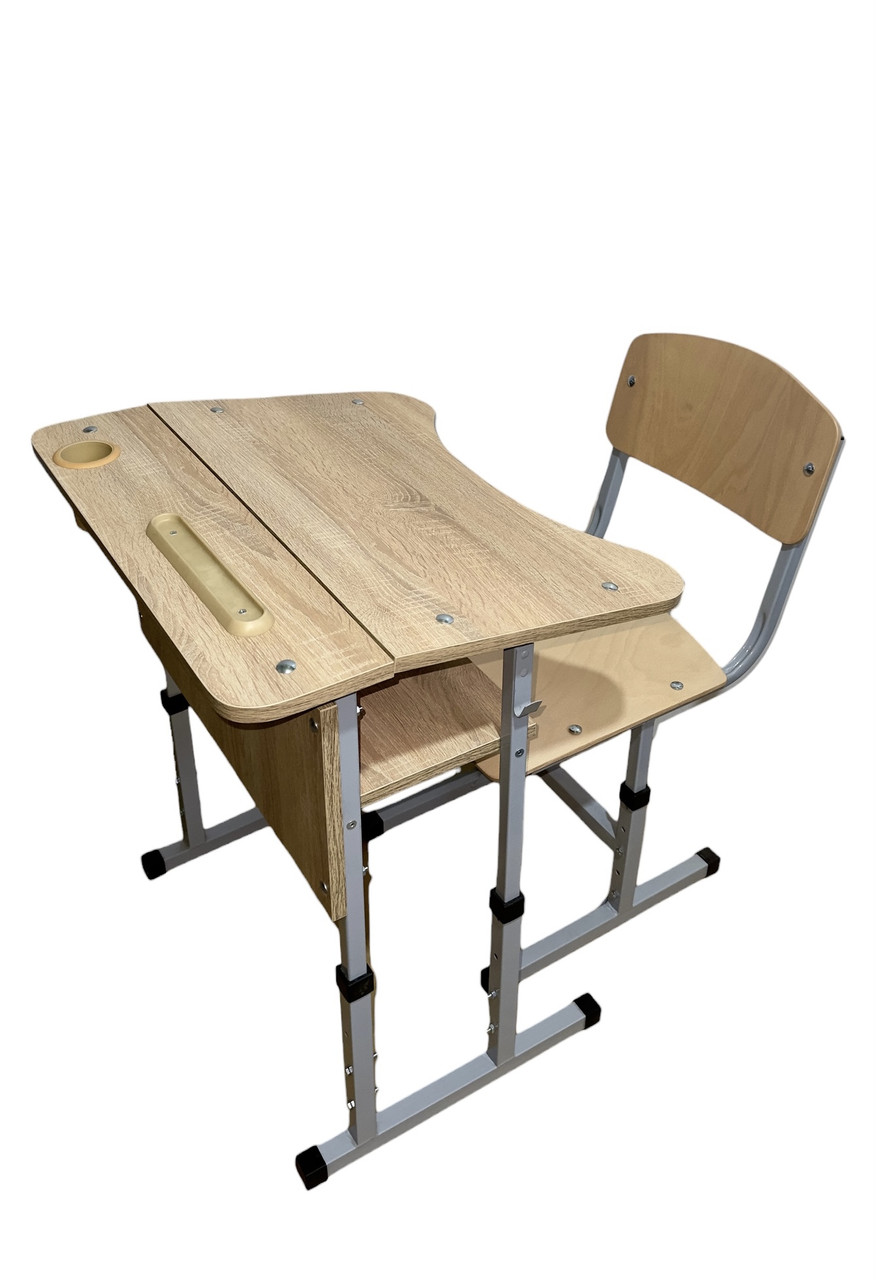 Комплект для начальной школы НУШ. Школьная парта одноместная регулируемая с полкой и наклоном,стул трансформер - фото 9 - id-p949075175