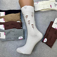 Высокие женские носки коттоновые премиум Корона, пастельные с потёртостями, 36-41 р, 5 пар
