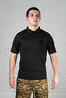 Поло тактическая кулмакс Black polo мужское летнее военное футболка coolmax черная уставная всу армейская OOO