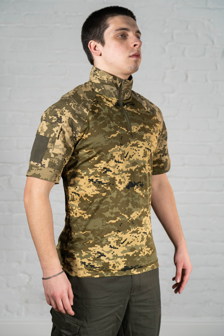 Тактическая боевая рубашка рип-стоп пиксель штурмовая для зсу летняя армейская убакс мм14 с коротким рукавом - фото 2 - id-p2132278737
