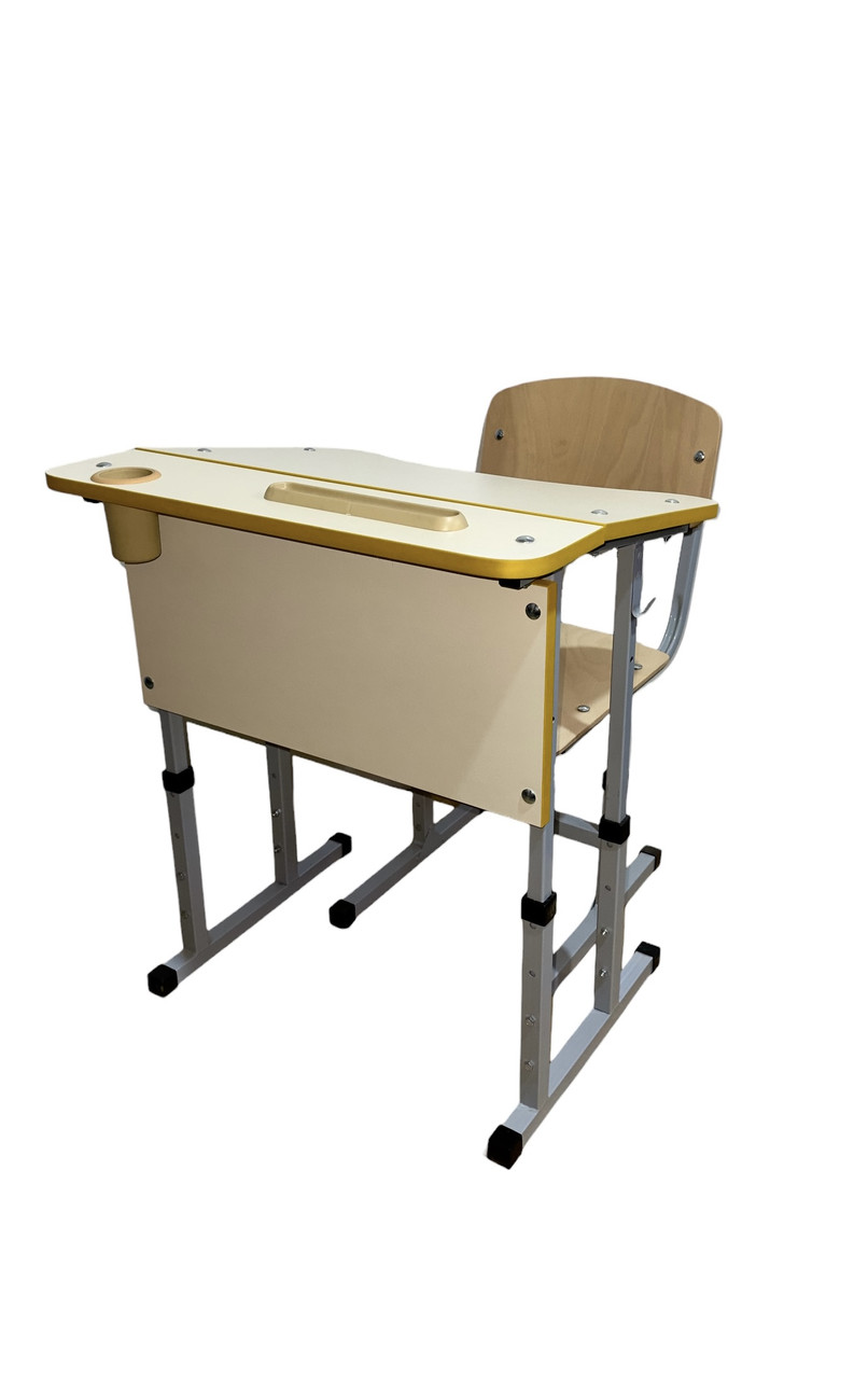 Комплект для початкової школи НУШ. Шкільна парта одномісна регульована з нахилом + стілець трансформер, фото 1