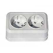 Розетка подвійна накладна із заземленням GiSelt Aurora G1812