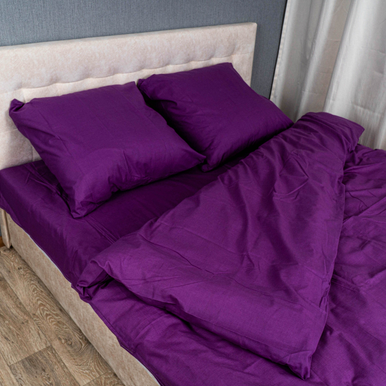 Повний комплект постільної білизни Бязь Голд комплект для ліжка 3в1 «Яблучко» розмір "Євро"