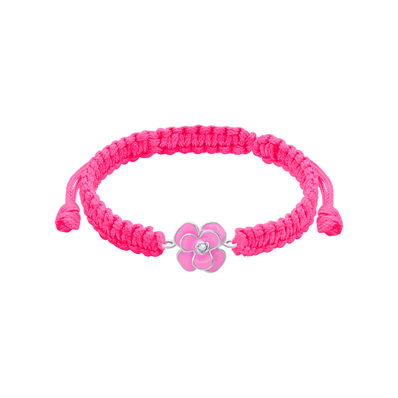 UmaUmi Браслет плетений Піон з рожевою емаллю і фіанітом, фото 1