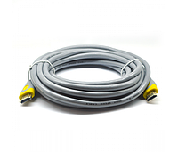 Кабель Merlion HDMI-HDMI V-Link High Speed 10.0 м, v2,0, OD-8.2 мм, круглый Grey, коннектор Grey/Yellow,