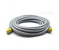 Кабель Merlion HDMI-HDMI V-Link High Speed 20.0 м, v2,0, OD-8.2 мм, круглый Grey, коннектор Grey/Yellow,