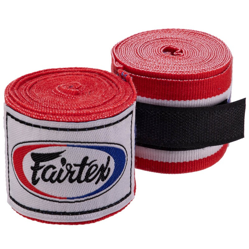 Бинты боксерские хлопок FAIRTEX HW2THAI-3 3м белый-синий-красный - фото 3 - id-p2132278456