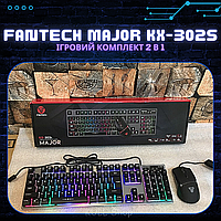 Топовый набор для геймера Fantech Major KX-302s 2-в-1: прорезиненная мышь и металлическая клавиатура LED