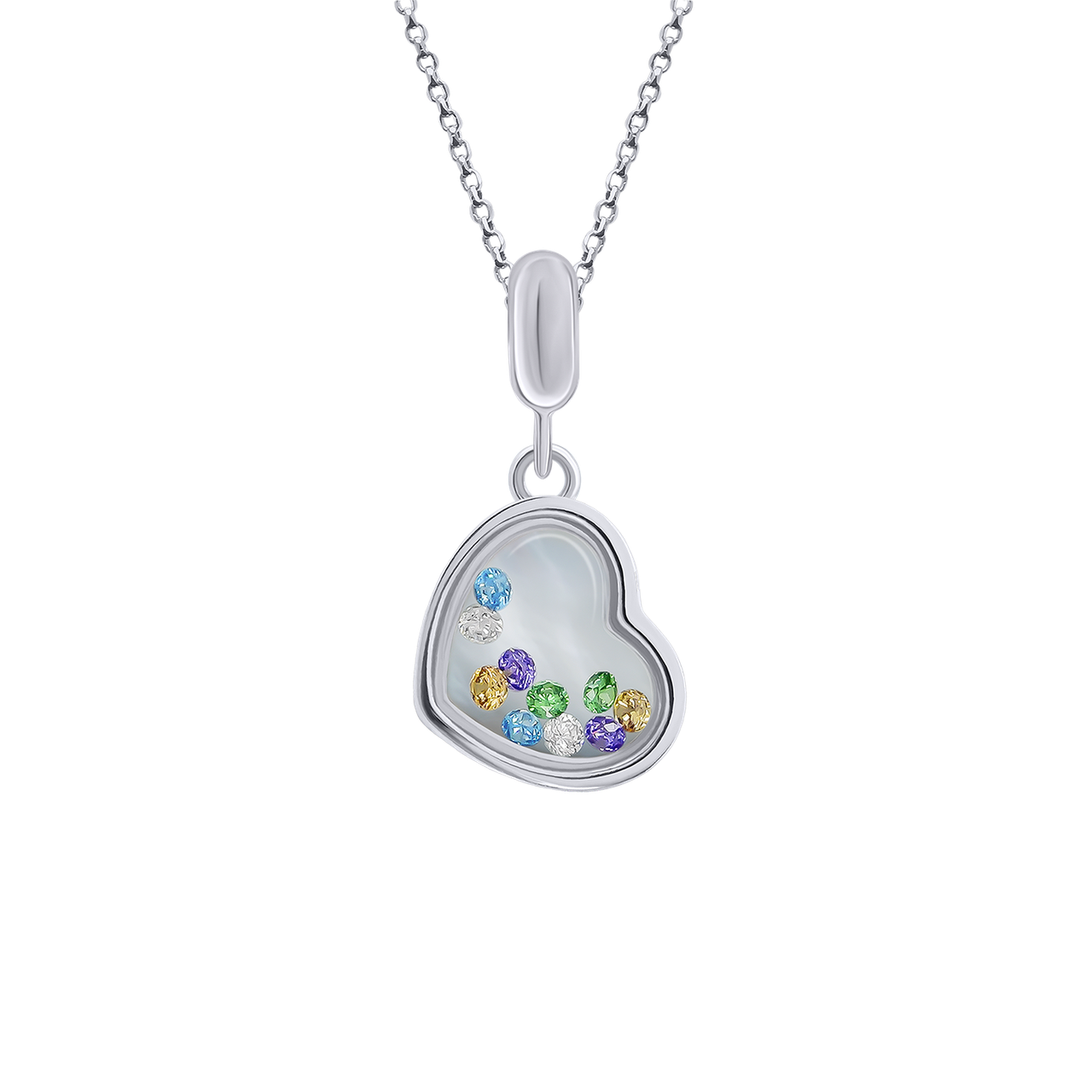 UmaUmi Кулон Серце мале з кольоровими рухливими фіанітами, фото 1