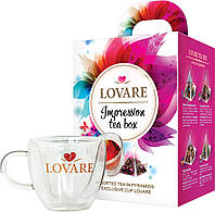 Подарунковий набір Lovare Impression Tea Box чай у пірамідках + чашка 250мл