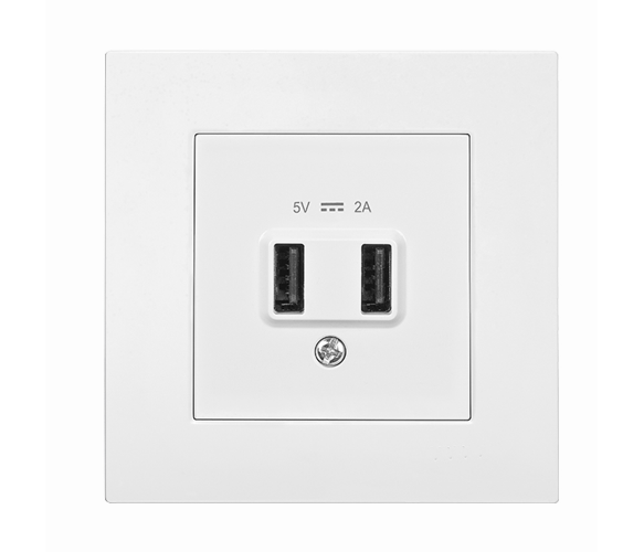 Розетка Panasonic Arkedia Slim USB, напруга – 5 В, струм – 2 А, колір – білий