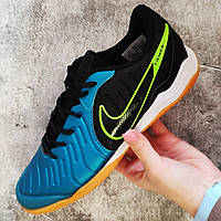Футзалки Nike Tiempo Legend 10 TF голубые Футбольные бампы найк унисекс Спортивная обувь голубого цвета 41