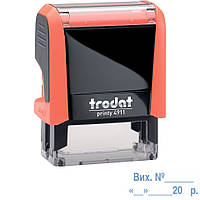 Стандартний штамп з оснасткою "Вих. № + ДАТА" (кліше 38х14мм, синя фарба) Trodat Printy 4911