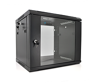 Шкаф Merlion 9U, 600х600х500 мм, стекло - закалённое, цвет - чёрный, материал - сталь 1,2 мм