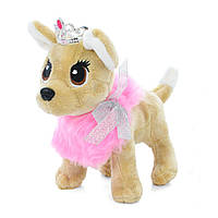 Собачка с гнущимися ножками и диадемой в розовой меховой сумке Kikki M 5703 I UA