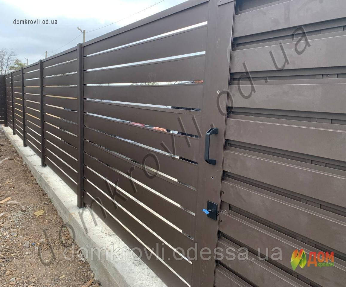 Металевий паркан Ранчо Т 100, 130, 180 мм 0,5 мат Польща 225 г/цинку