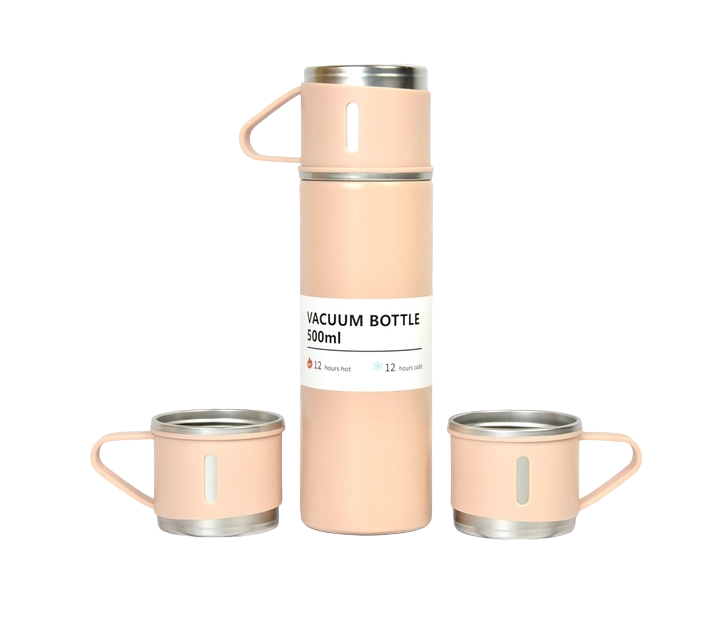 Набір Термос 500 мл + 3 чашки Бежевий, фото 1