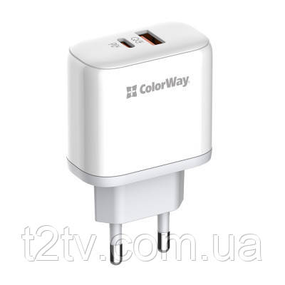 Зарядний пристрій ColorWay Power Delivery Port PPS USB (Type-C PD+ USB QC3.0) (45W) white (CW-CHS042PD-WT)