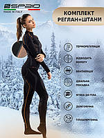 Комплект термоодягу реглан+штани жіночий Spaio чорний/помаранчевий S (590128247851620)