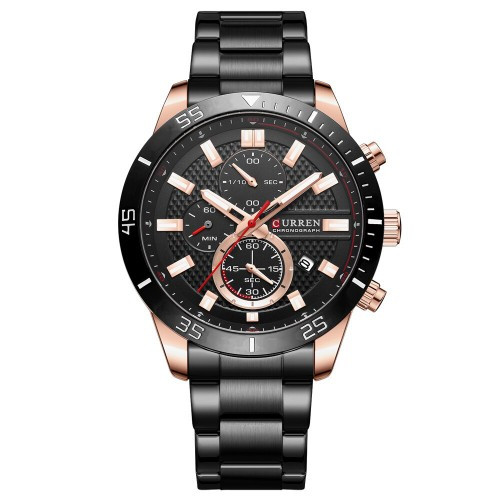 Чоловічий кварцовий наручний годинник з хронографом Curren 8417 Black-Gold